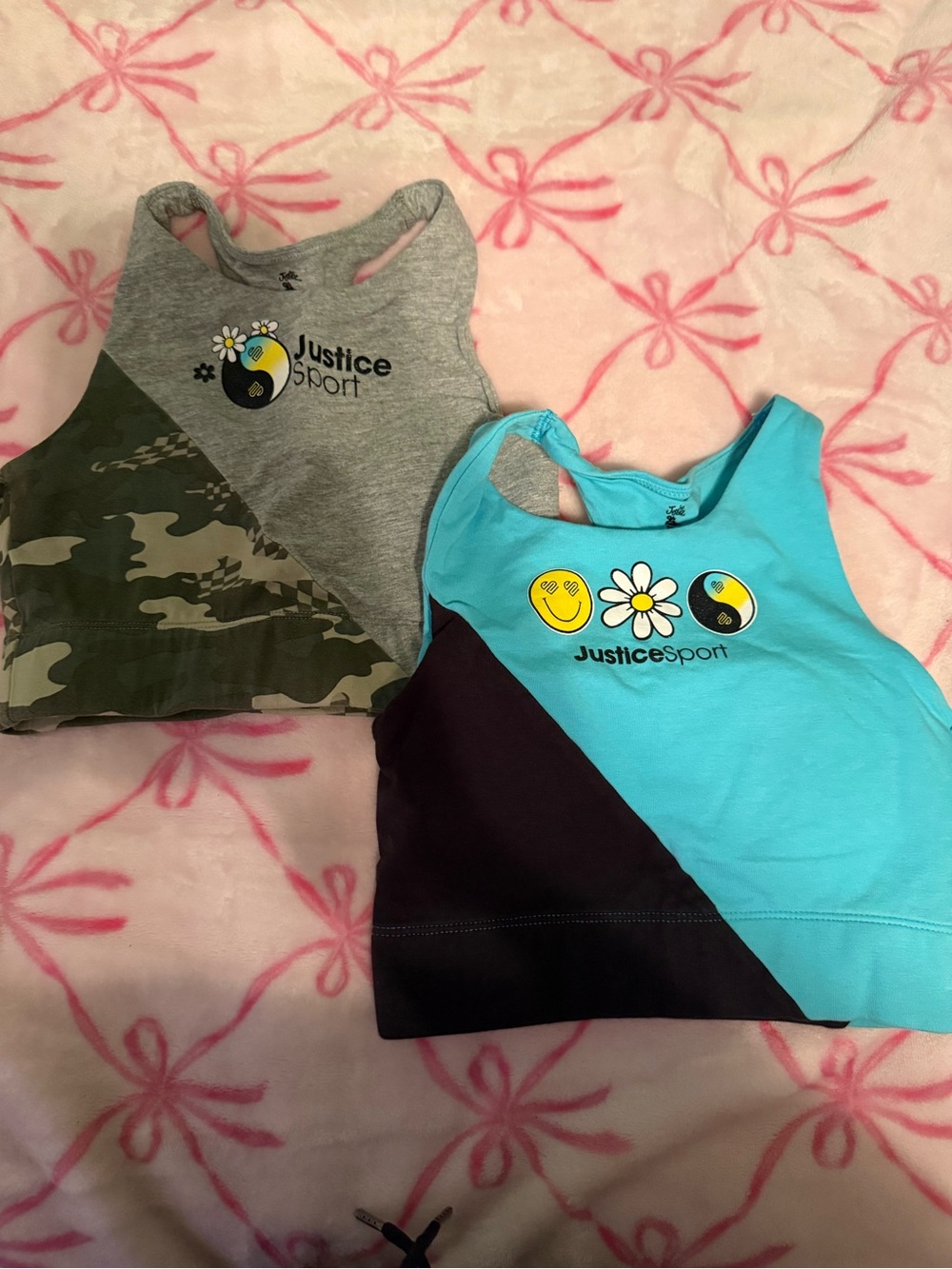 Justice Sport Girls' Tank Tops - Turquoise, Gray, Green & Black
